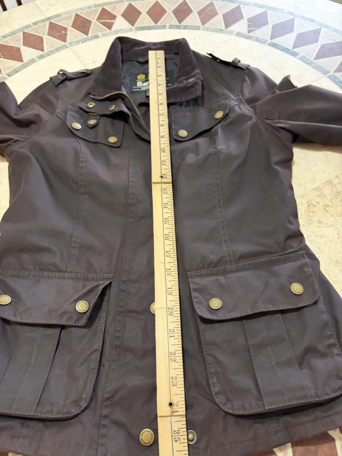 Barbour International Women’s Biker Waxed Jacket In Brown, Size 4 US, 8 UK