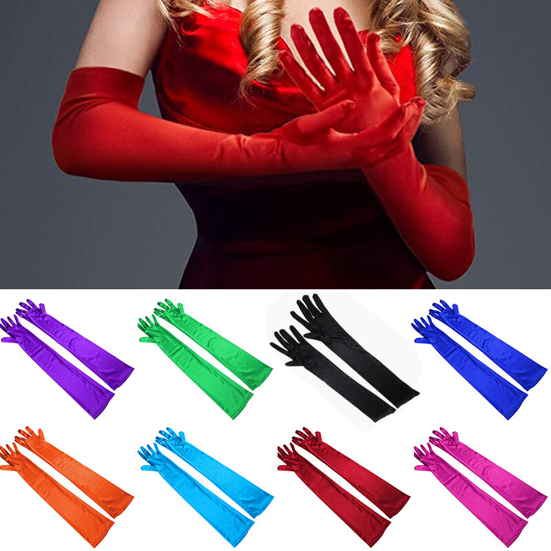 Women’s Satin Long Gloves Opera Wedding Bridal Evening Party Prom Costume Glove