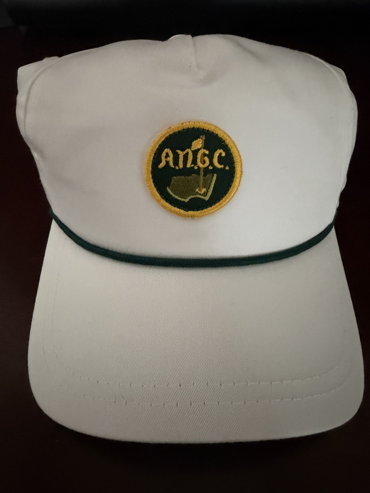 Augusta National Golf Club Members Logo Hat ANGC Logo White With Green Rope
