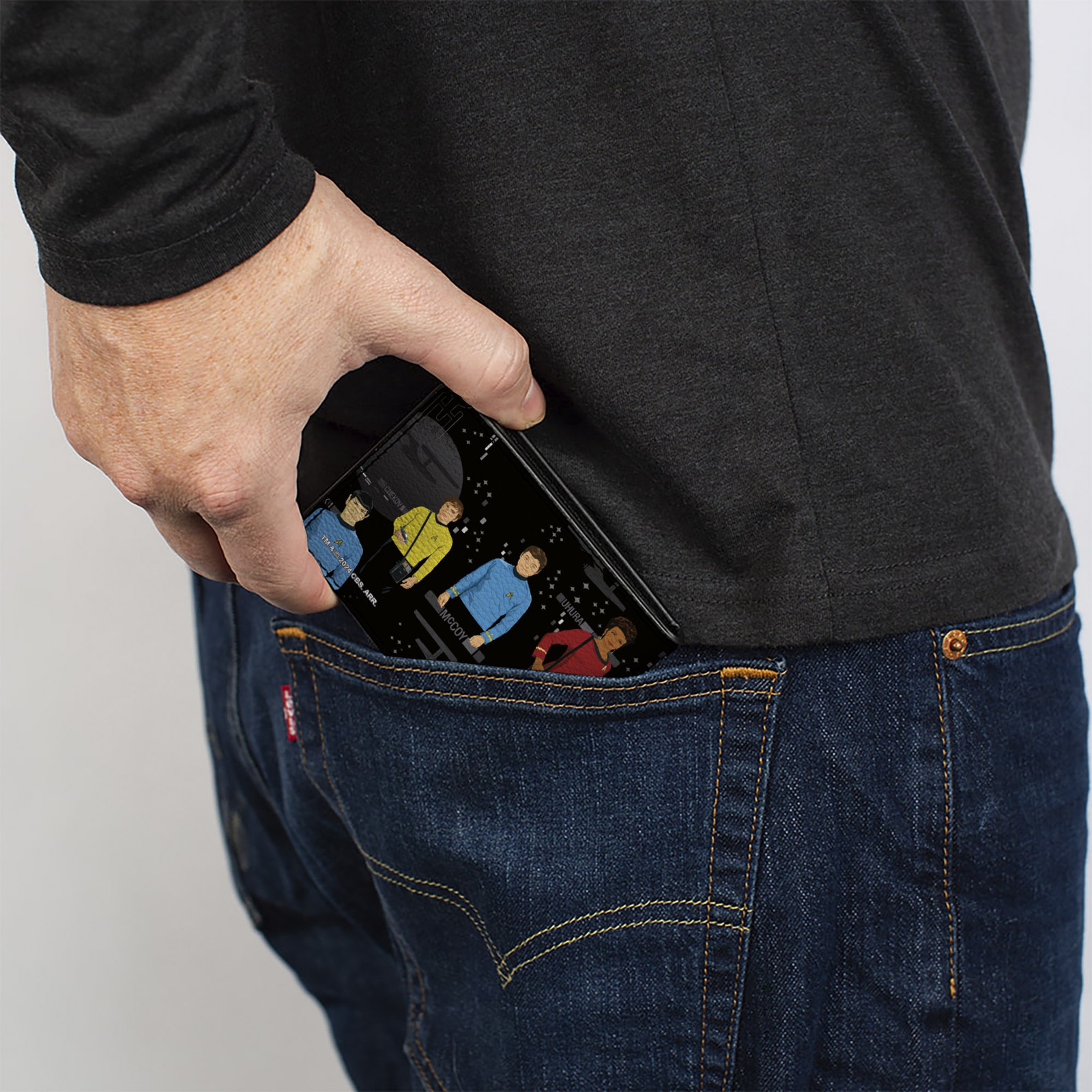 Bi-Fold Wallet The Original Star Trek Crew Poses and Icons Black/Multi Color
