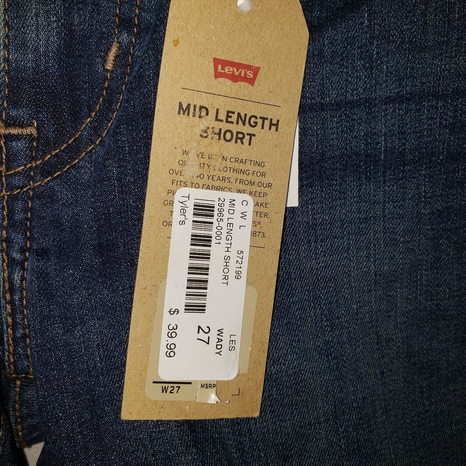 NEW Levi Strauss Jeans Shorts Jorts Womens 27 Mid Rise Mid Length Slim Hip $40