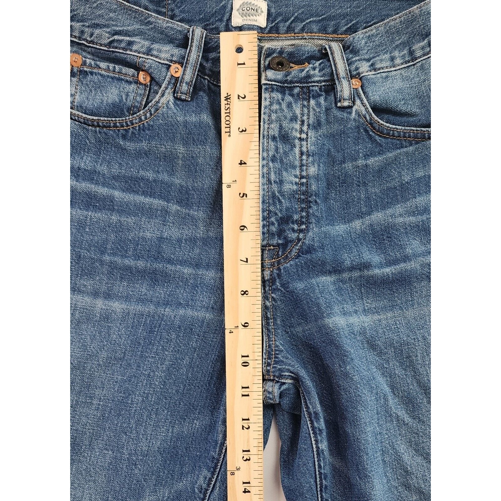 Cone Denim Jeans Womens 28×26 Blue High Rise Straight Leg Y2K Button Fly Casual