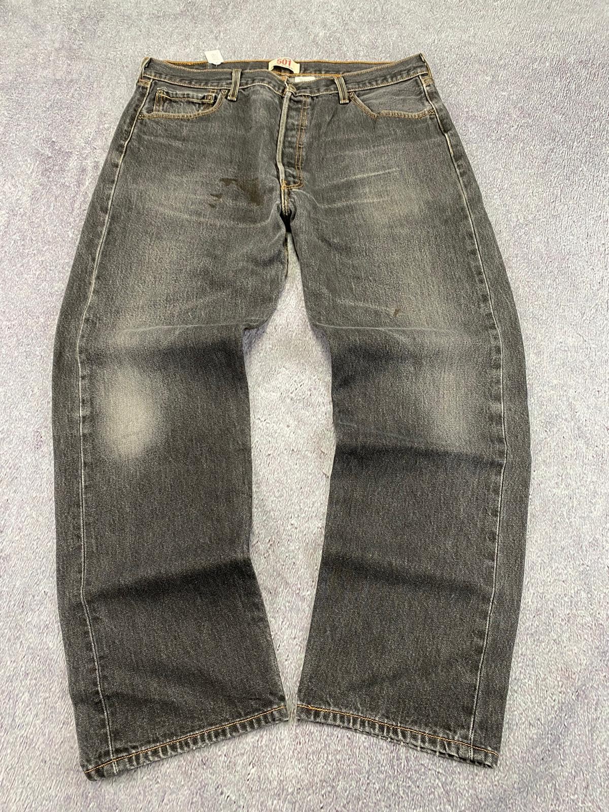 Levi’s 501 Original Jeans Mens W38 L32 Black Denim Faded Button Fly Shrink Fit
