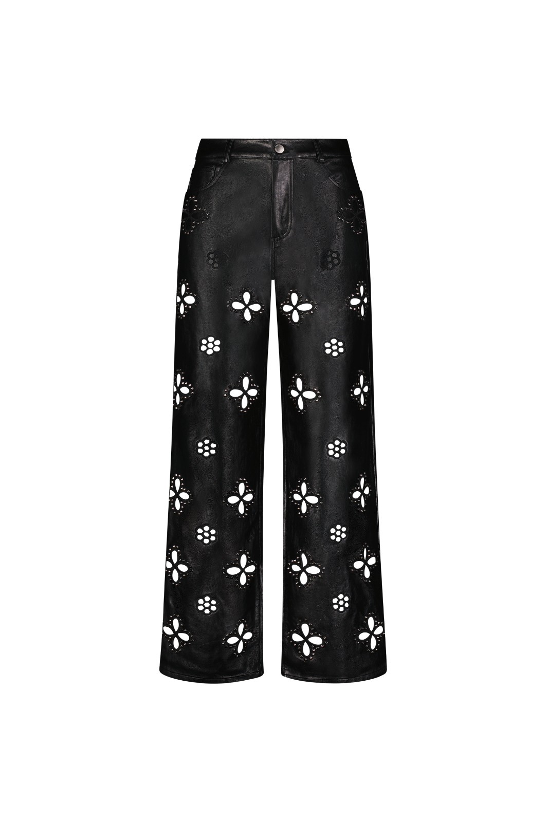 Kaia Studded High Rise Leather Pant Black Classic THE NOLI SHOP