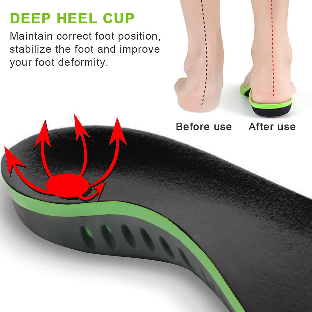 Orthopedic Insoles Shoe Inserts Flat Feet High Arch Support Women Men Foot Pain