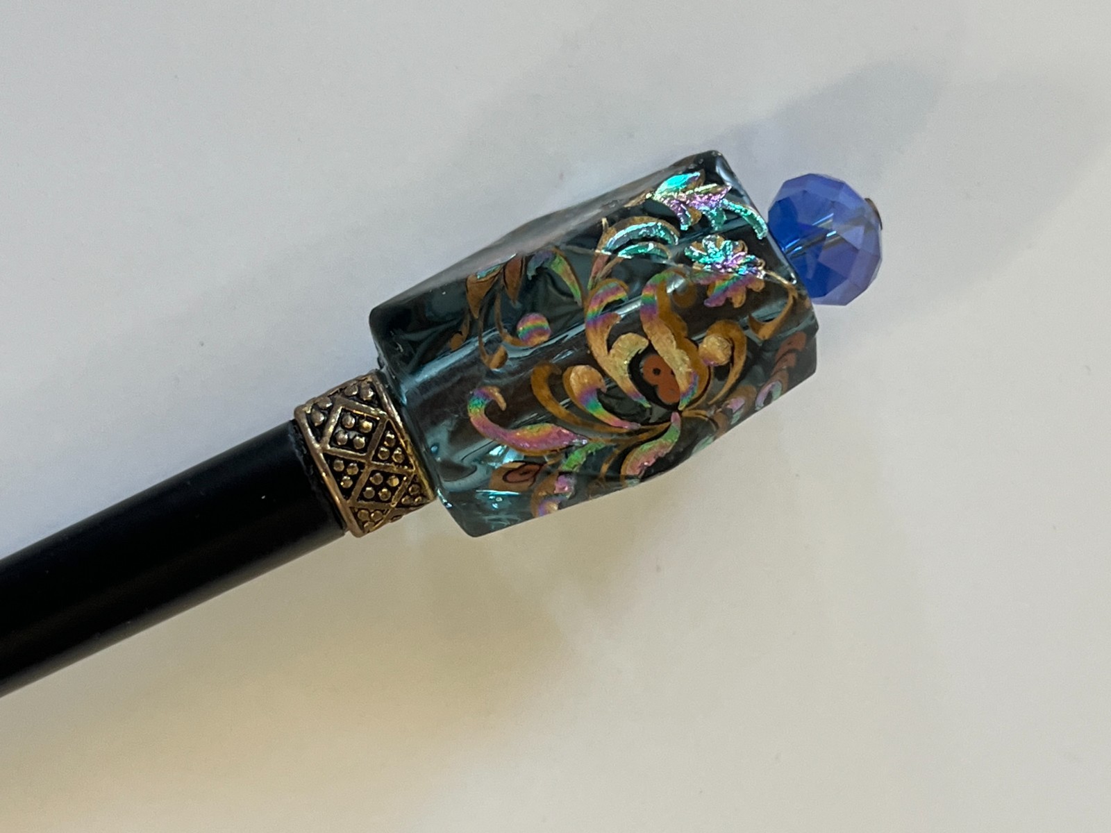 Hand made Kanzashi hair stick Ornament With Tensha Beads