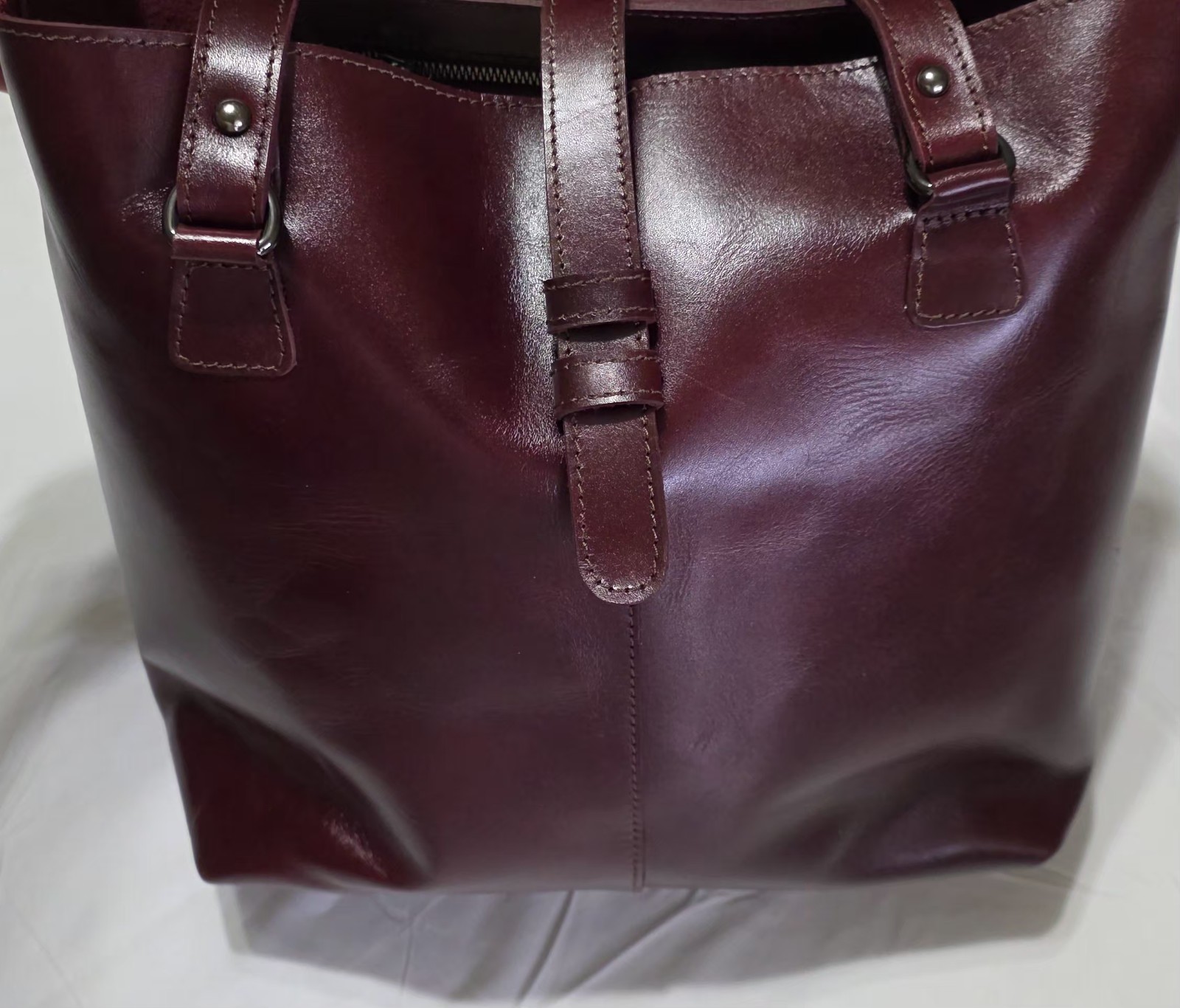 Handmade Mexican Genuine Artisan Leather Burgundy Tote Shoulder Bag