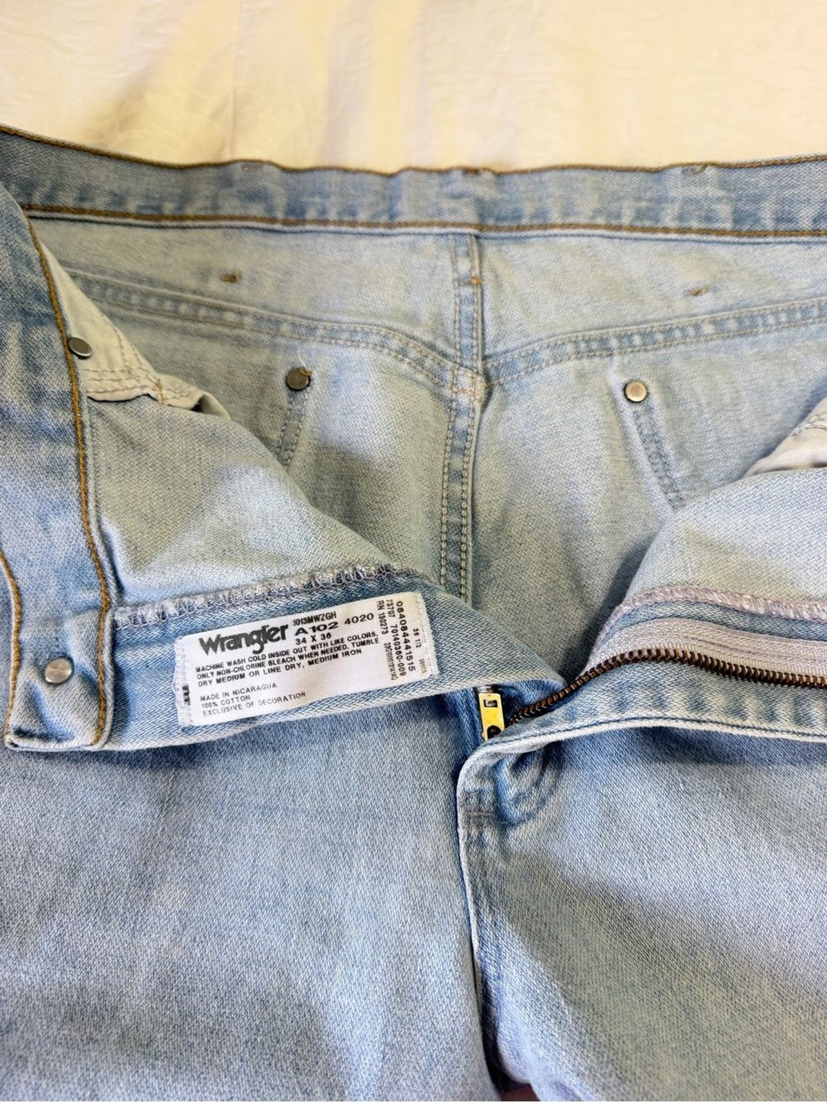 Wrangler 1013MWZGH Jeans Mens 34×36 Light Wash Regular Fit Western Cowboy Denim