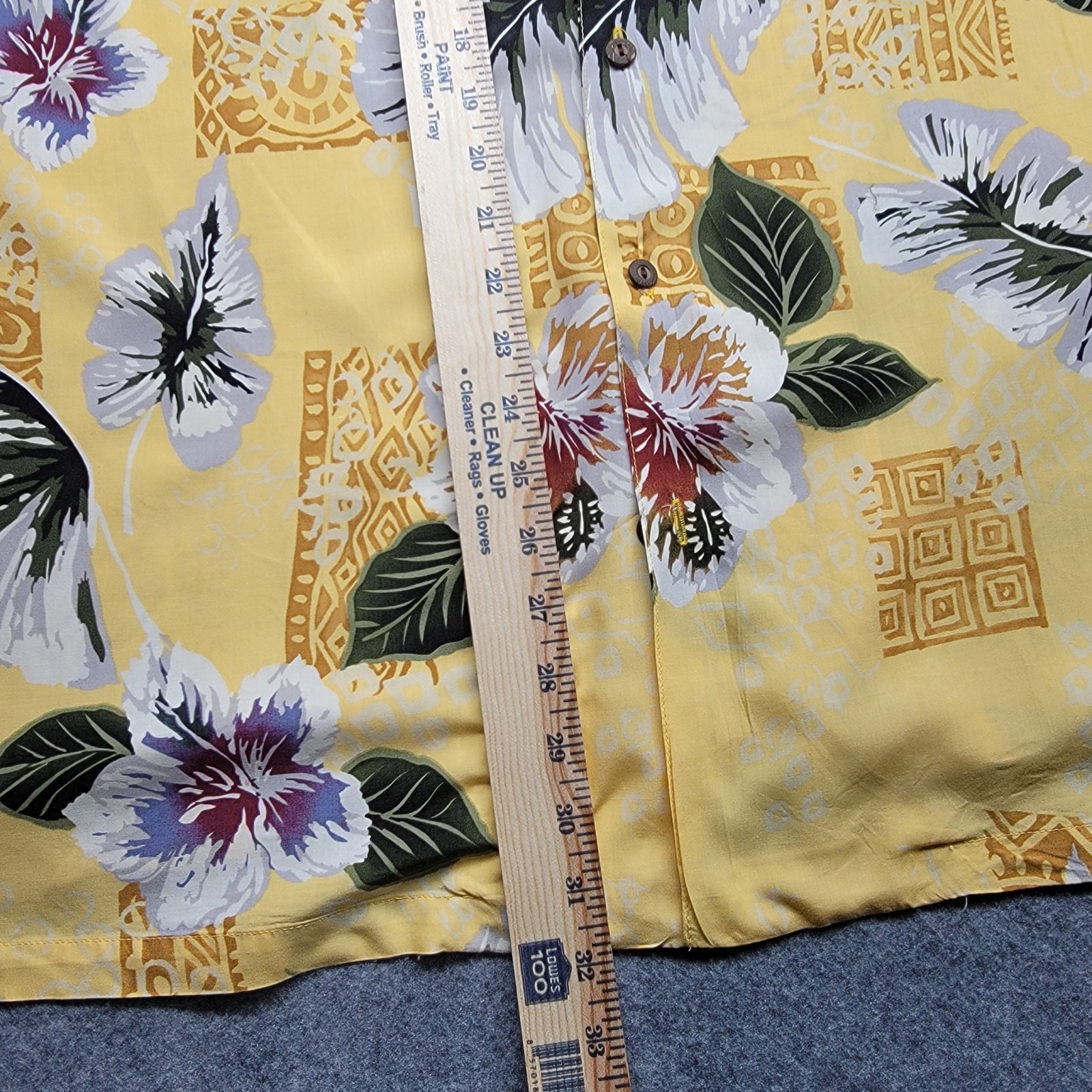 Iolani Hawaiian Vintage Adult 3XL Yellow Rayon Floral Button Up