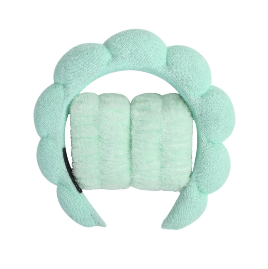 3pcs Microfiber Wristbands & Puffy Spa Headband Set for Face Washing – NEW