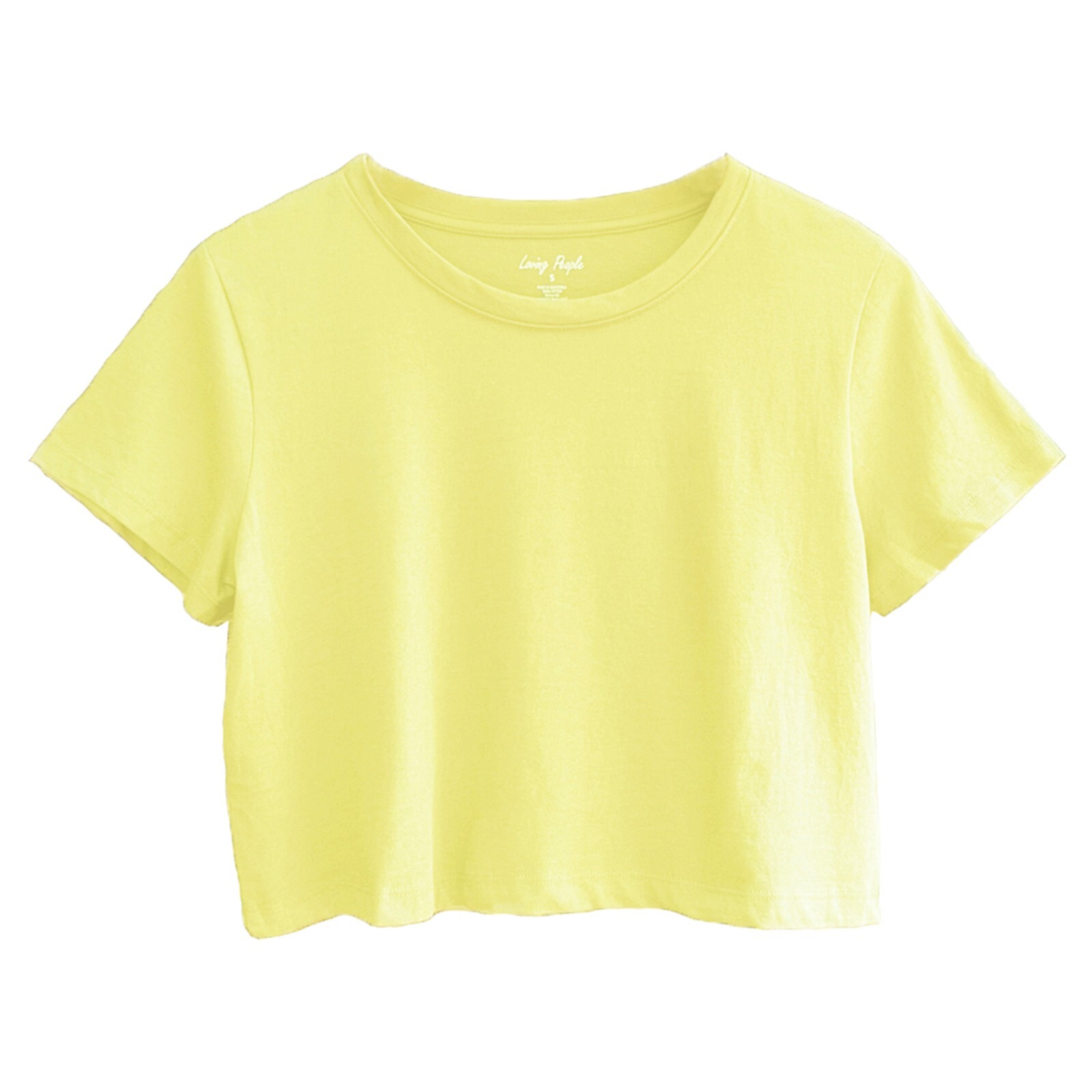 Women’s Loose Fit Crop Tops Round Neck Short Sleeve Casual 100% Cotton T-Shirts