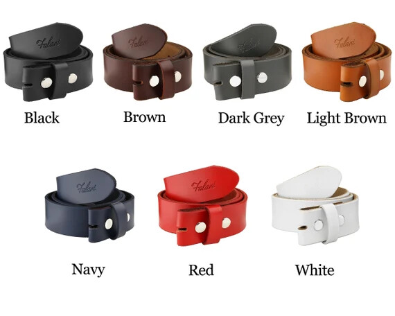 Falari Replacement One Piece Leather Belt Strap Without Buckle Snap on Strap 1.5
