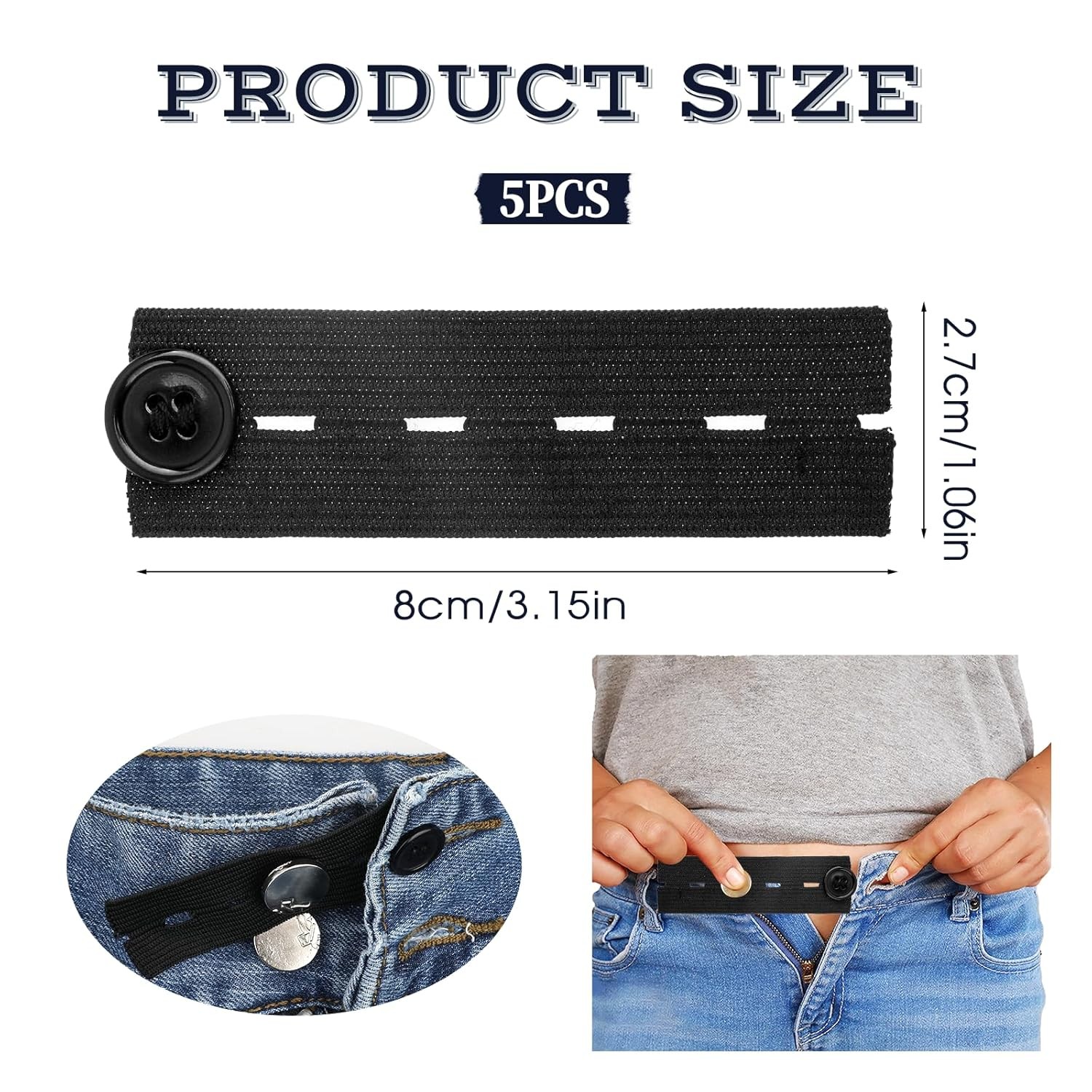 20x Extender Button Set Includes Elastic Waist Button and Comfy Collar Extender