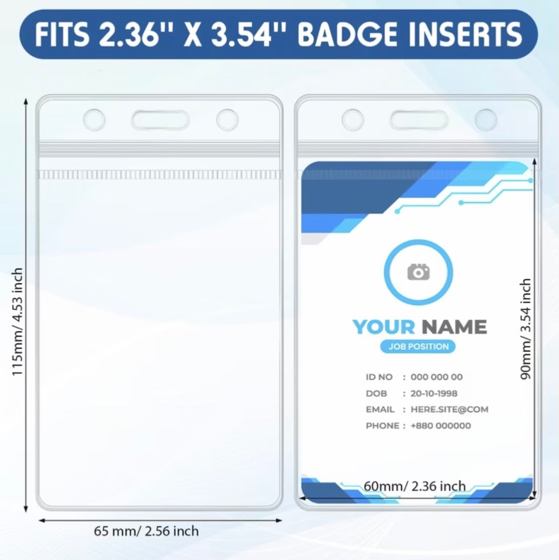 1 Pack – Vertical Clear Soft ID Badge Holder Sleeve Waterproof Resealable Nurse