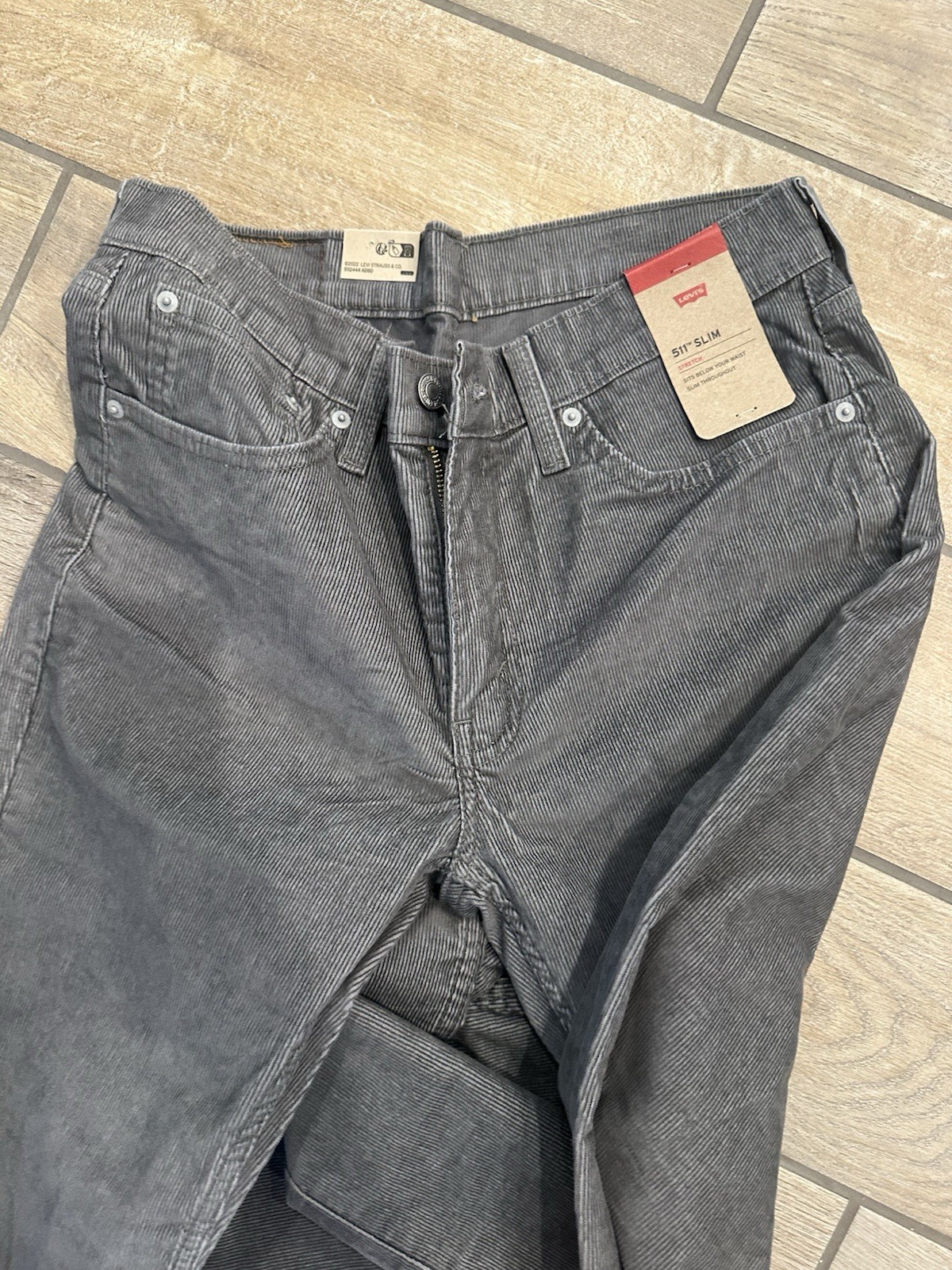 Levi’s 511 Slim Fit Corduroy Pants Gray Charcoal Men’s 32×30 NWT
