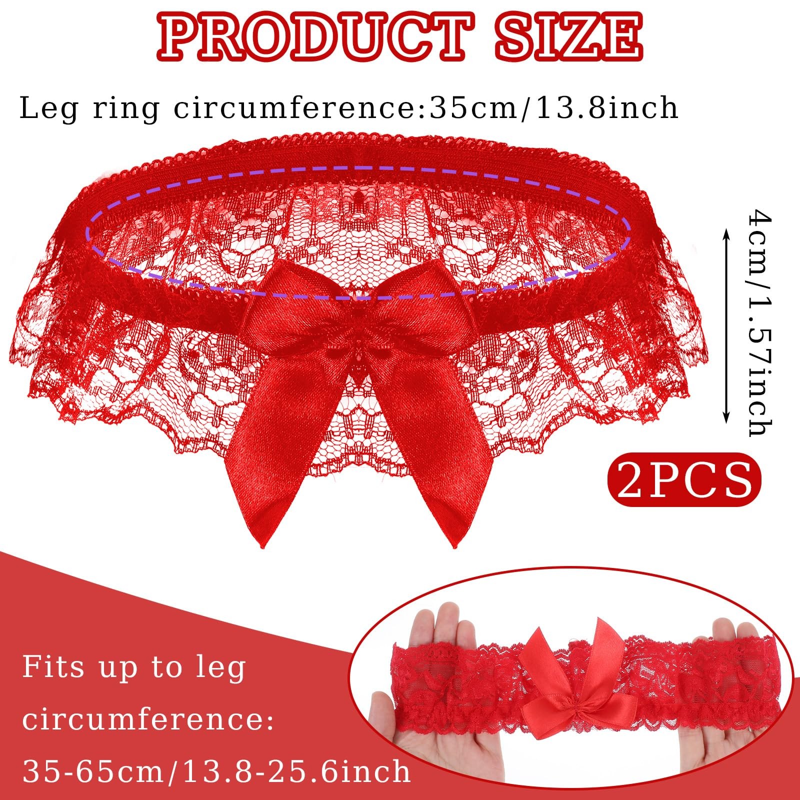 2Pcs Wedding Garter for Bride, Lace Bowknot Garter Party Prom Leg Garterr Bel…