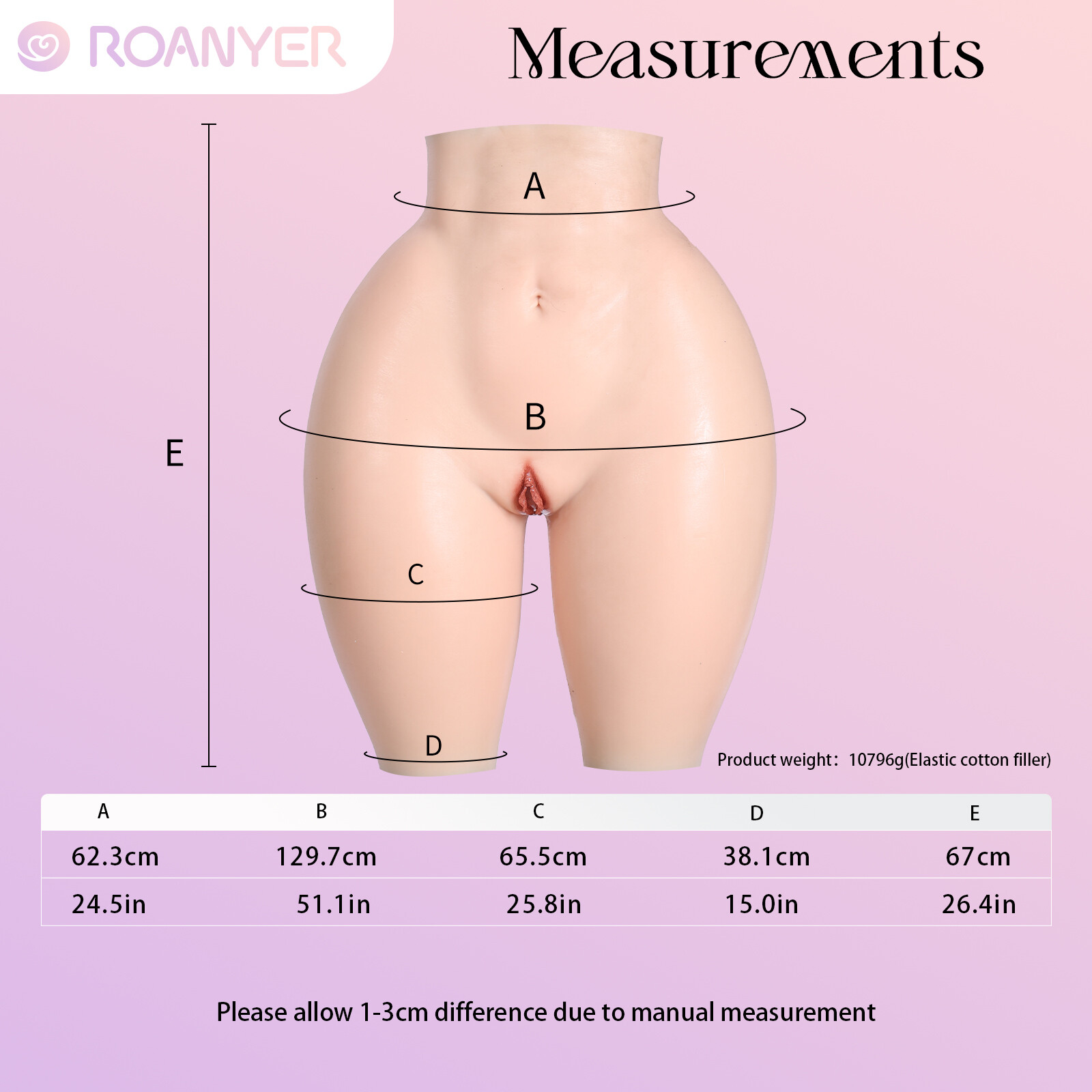 Roanyer CD Super Strong Upgraded Silicone Hip Pants Cotton Filler Buttock Lifter