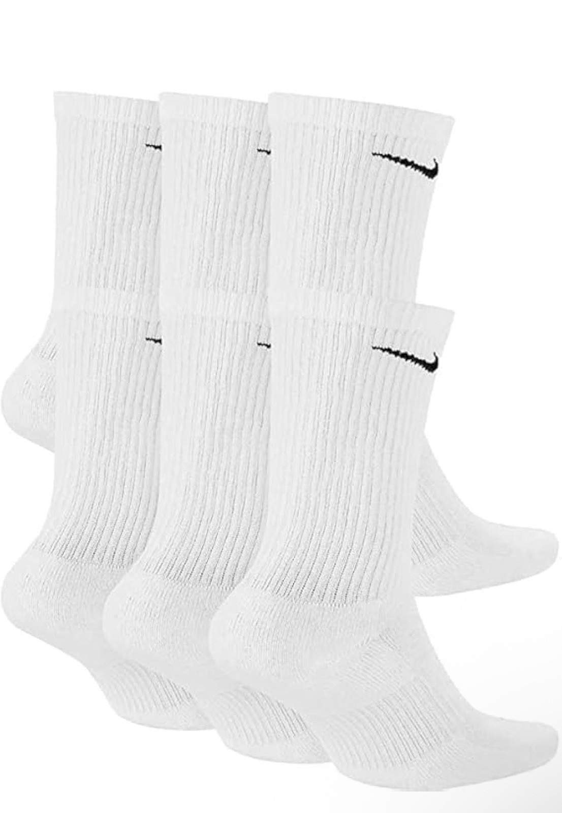NIKE Dri-FIT Everyday Training 6-Pack Crew Socks Large (8-12) White