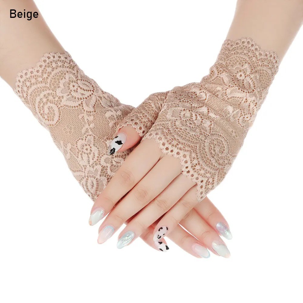 Summer Fingerless Gloves Women Lace Half Finger Gloves For Ladies Wedding bride-