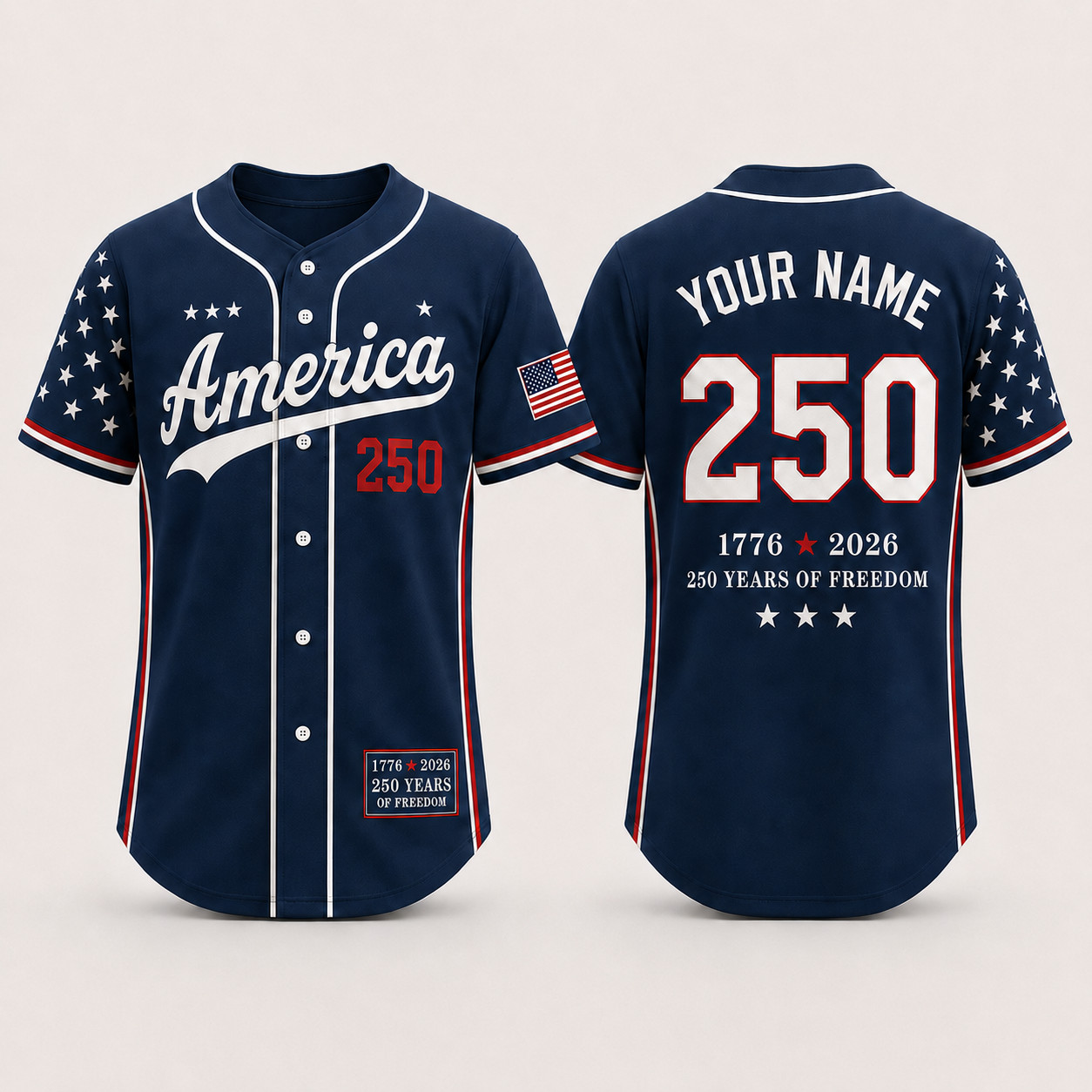 America 250 Baseball Jersey 250 Years Of Freedom 1776-2026 Patriotic USA Jersey