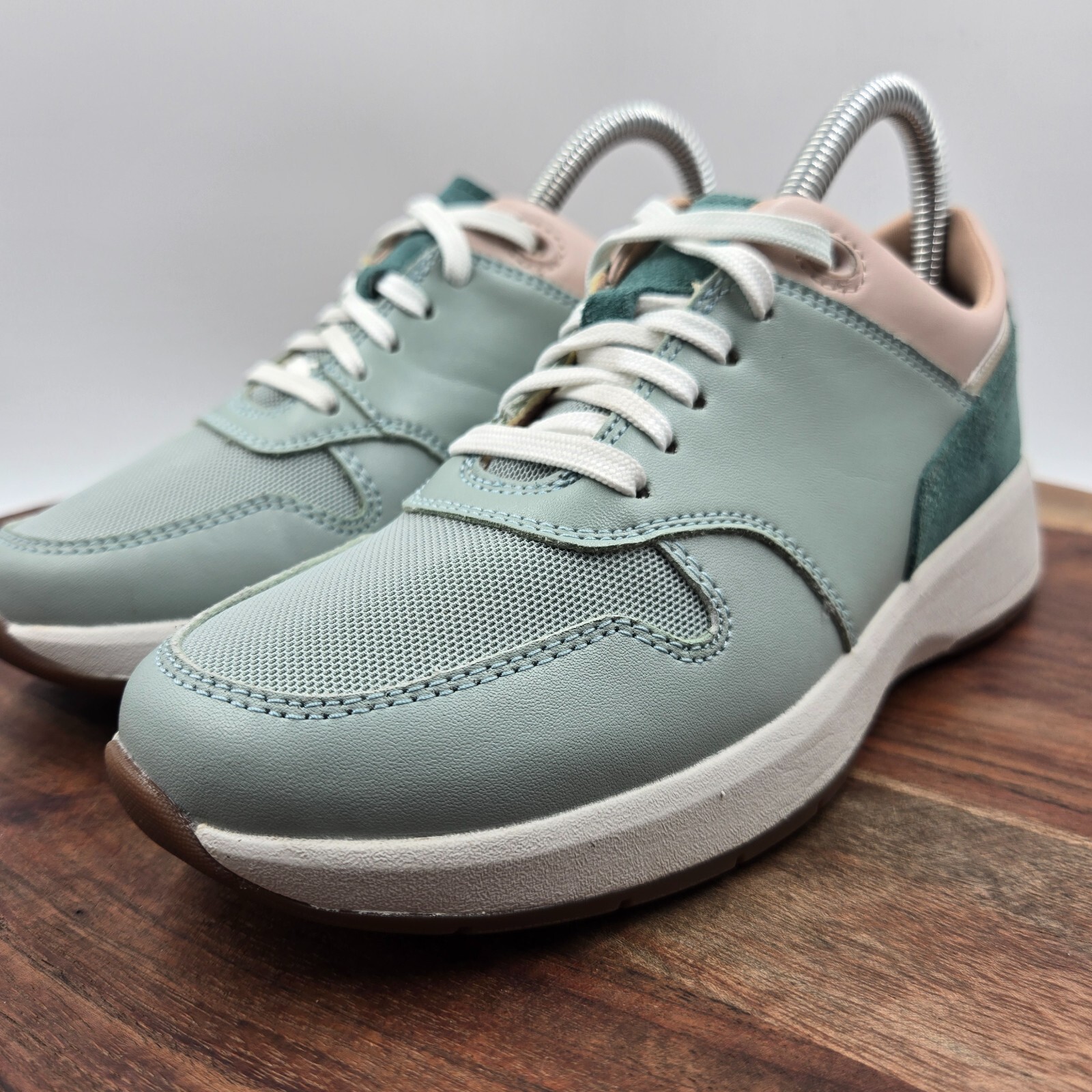 Rockport Trustride Shoes Women’s 5W Wide Green Pink Leather Comfort Sneakers