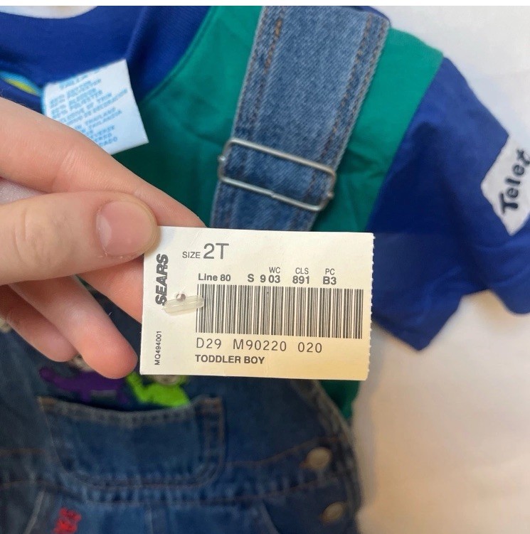 Deadstock NWT Vintage 2t Teletubbies shortall/overalls