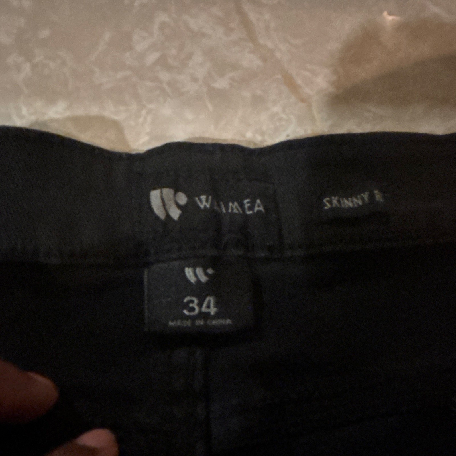 Waimea Men’s Skinny Fit Cargo Pants Black Cotton Denim Waist 34