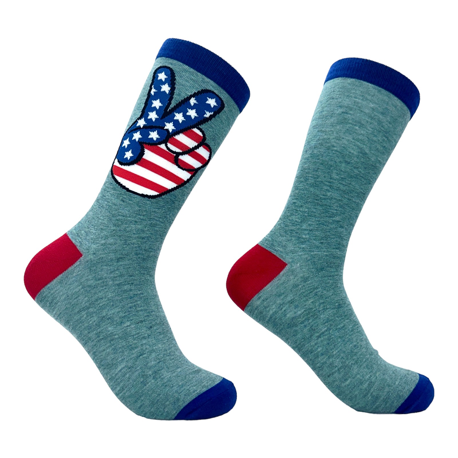 Men’s USA Peace Hands Socks Funny Awesome Fourth Of July Patriotic Flag Lovers