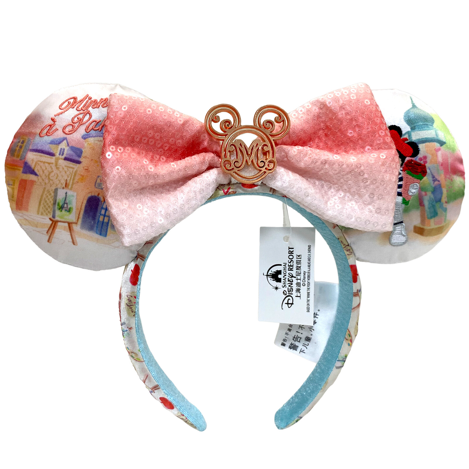 Disney-Park’s Epcot France Paris Minnie Mickey Mouse Ears Bow Headband Rose US
