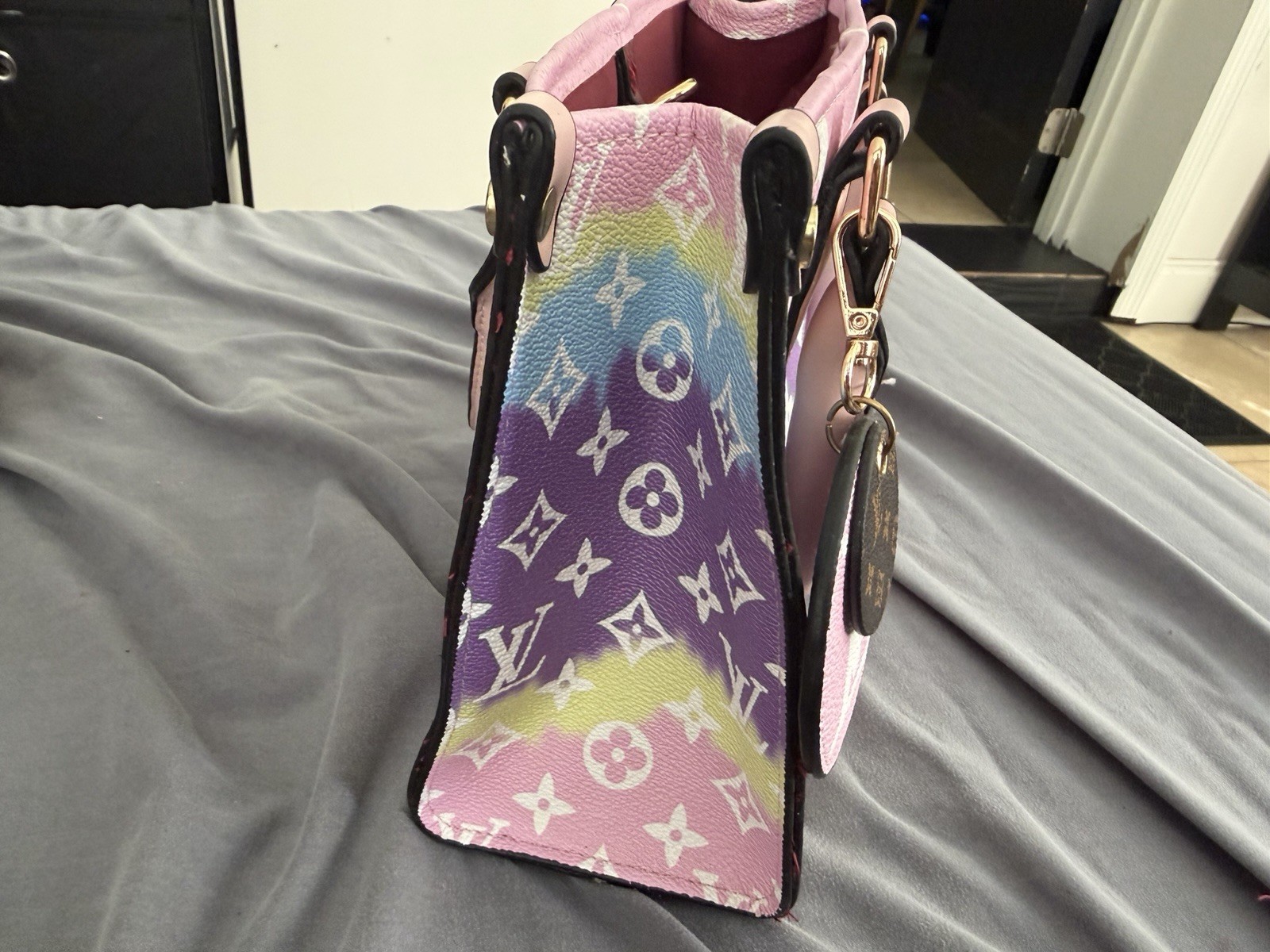 Louis Vuitton Monogram Multicolor Small Tote Top Handle Bag w/ Charm