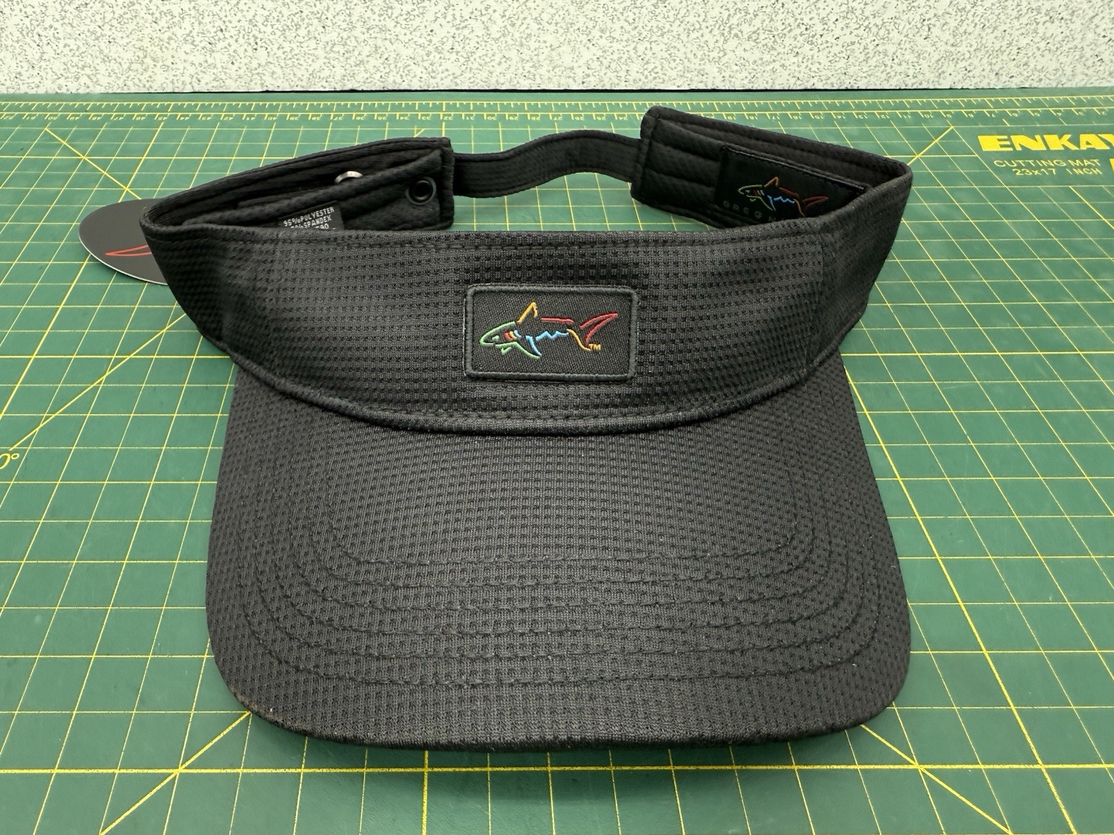 Greg Norman Black Sun Visor w/Embroidered Shark Logo – Golf Hat Cap NEW!