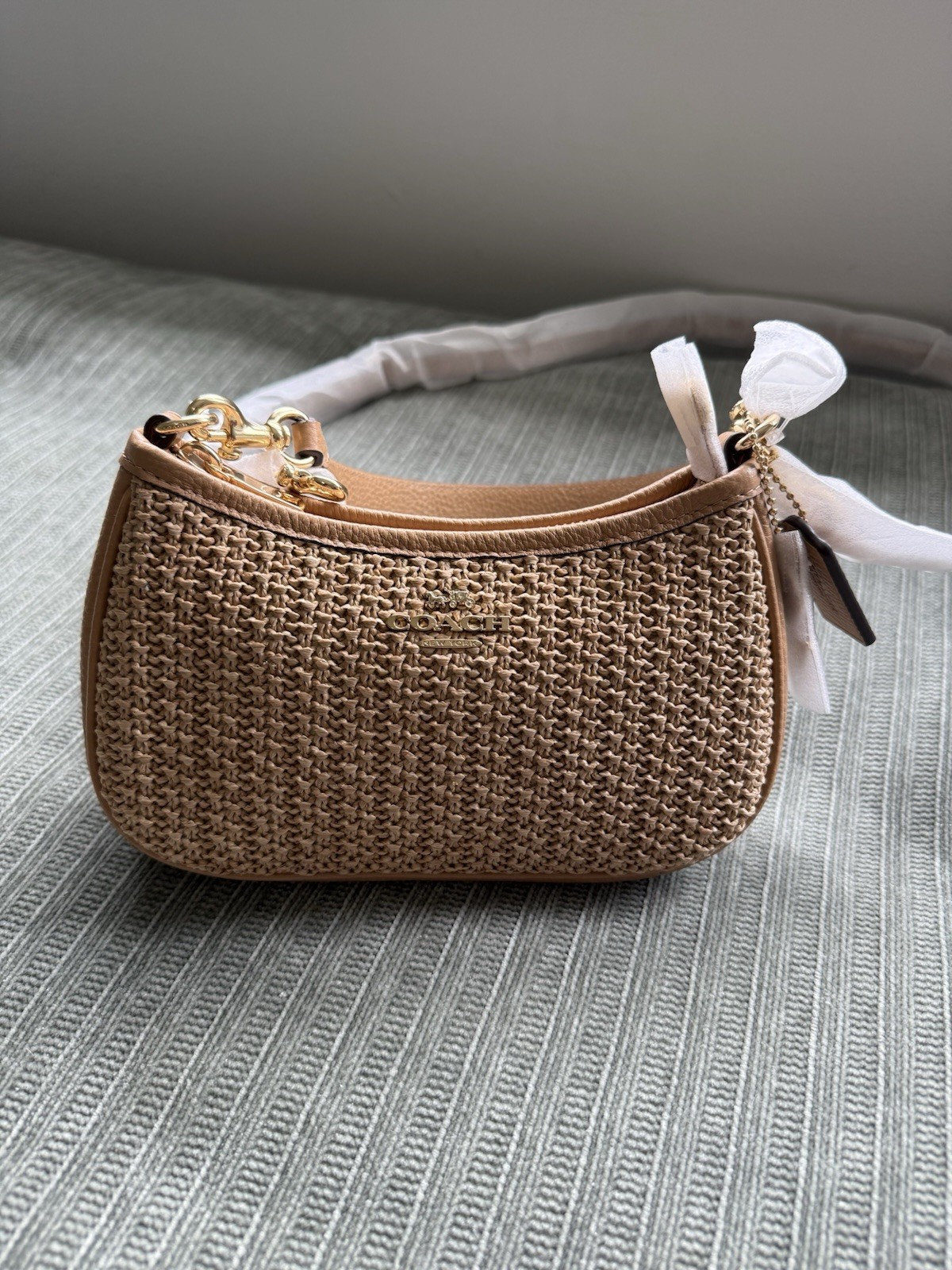 Coach Teri Mini Crossbody Bag in IM/Toast | Coach Straw Bag