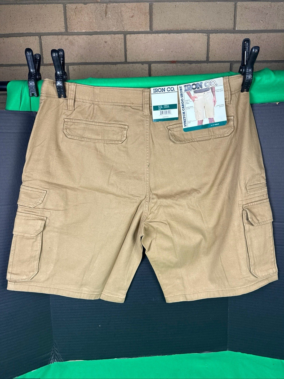 Iron Co Men’s Stretch Twill Cargo Shorts Size 38 Caramel