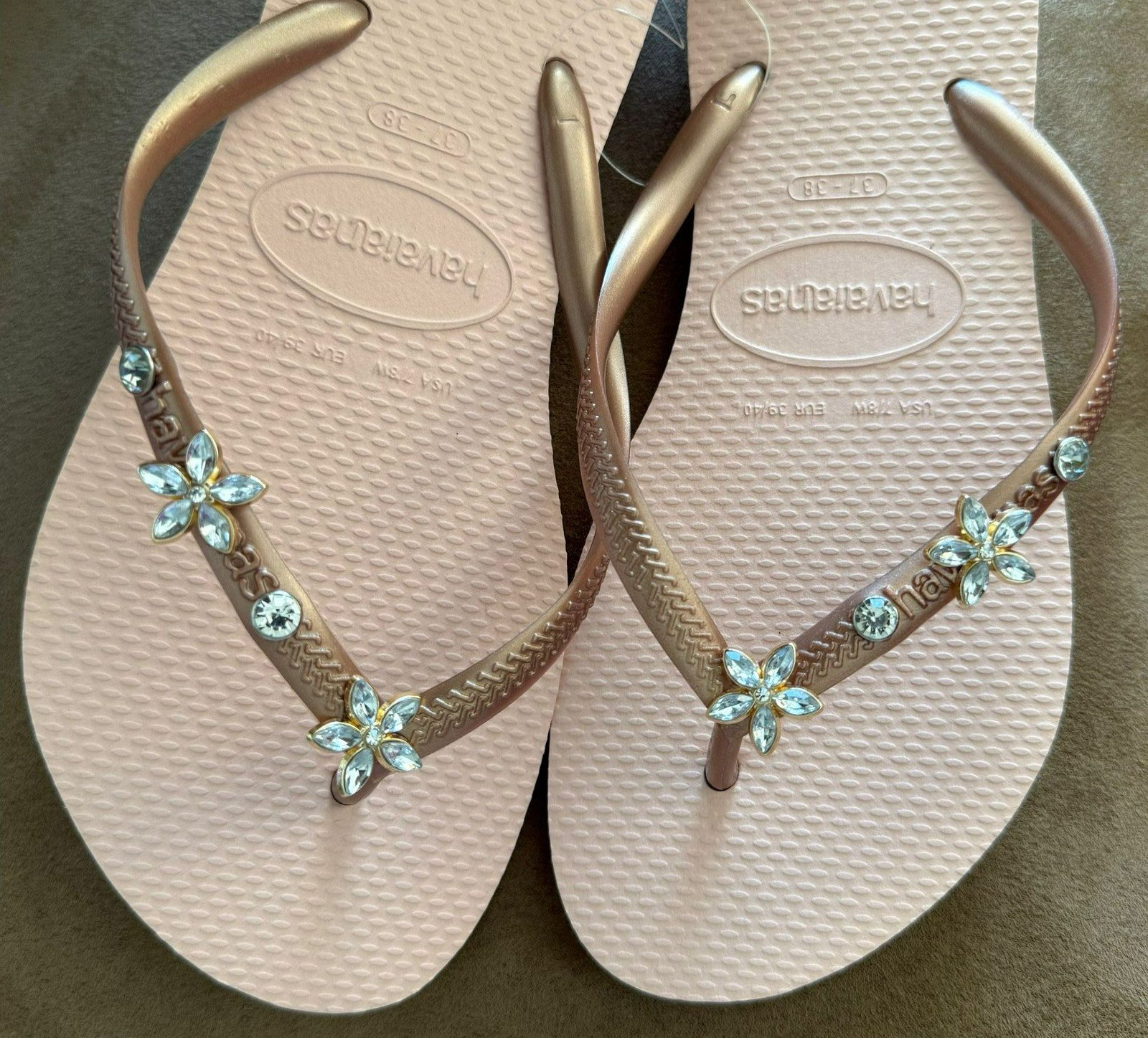 Original Havaianas Flip Flops Women Slim with Flowers and Personalized Charm
