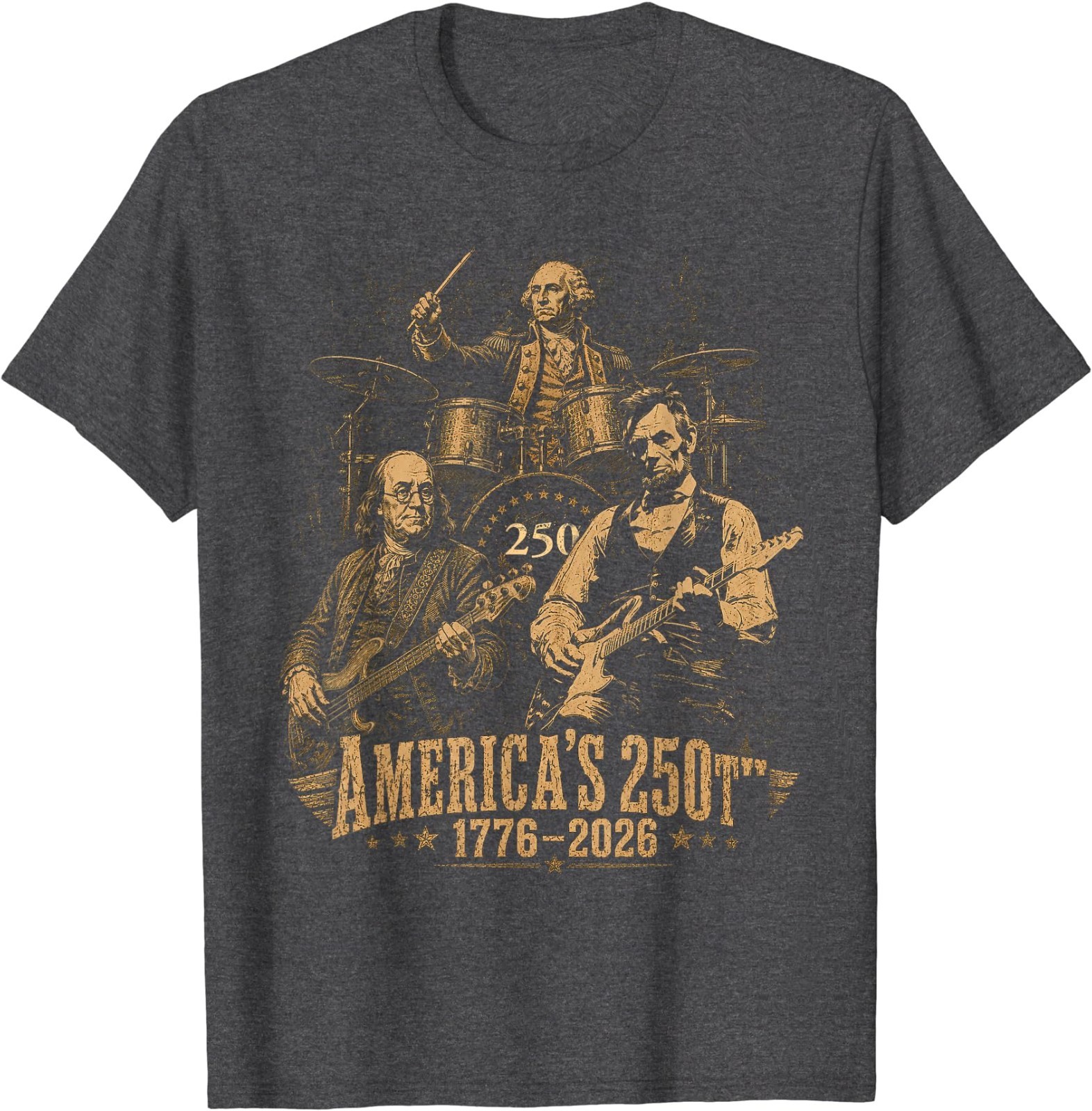 250 Years Patriot Guitar Drum Band American Flag 1776 2026 T-Shirt