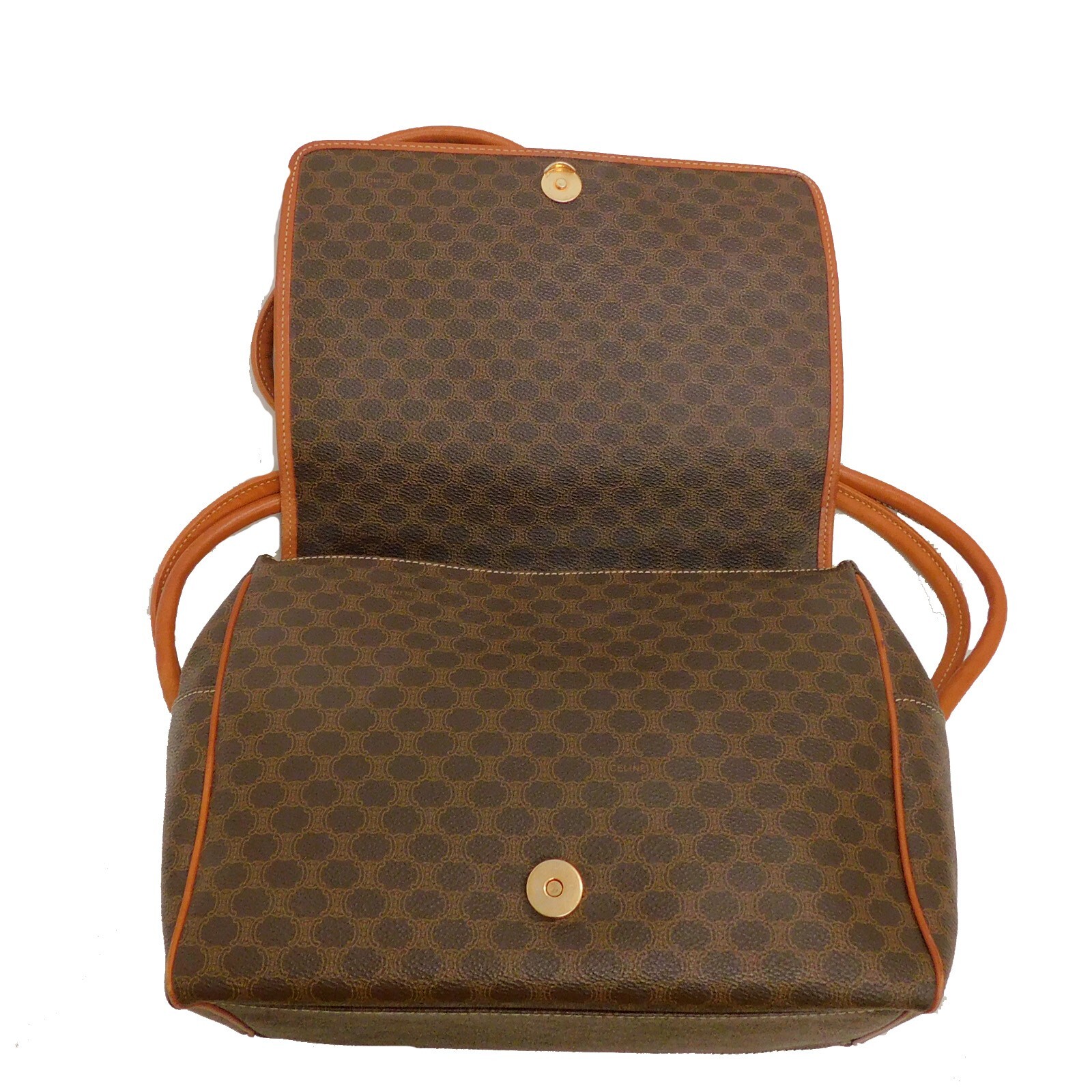 CELINE Macadam Canvas Brown PVC Leather Shoulder bag #48 Rise-on