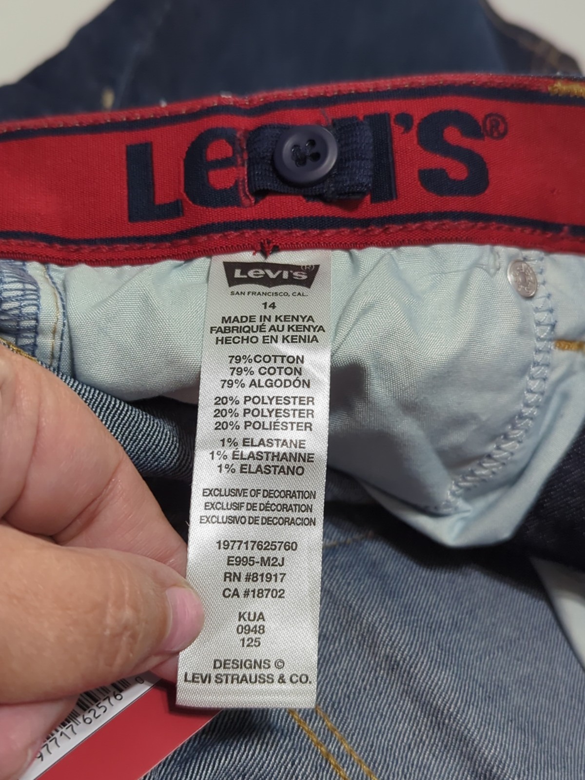 Levi’s 511 Size 14 Regular Boys Denim Shorts Comfort Stretch Adj Waist NWT