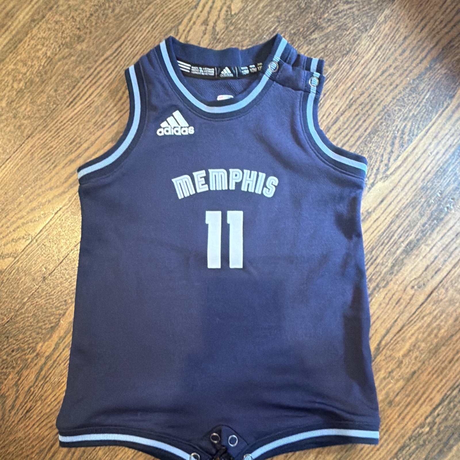 adidas NBA Memphis Conley #11 Navy Mesh One-Piece Bodysuit 12M Snap