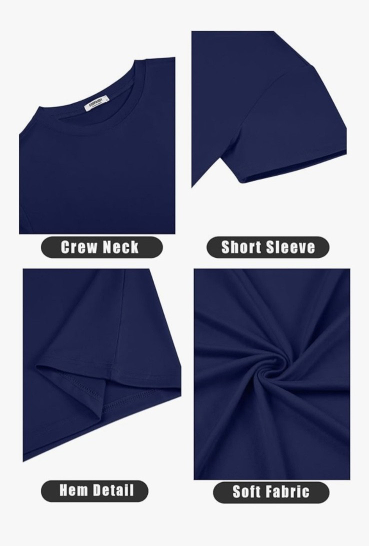 QUINCE Mens Crew Casual Basic 100% Cotton T-Shirt Tee Black White Navy 1-3 Pack