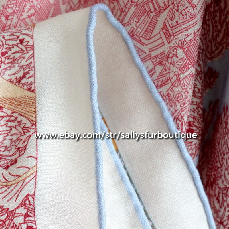 Sallys 70% Cashmere 30% Silk Wrap Scarf Nature Print Double Face Shawl 53″ Pink