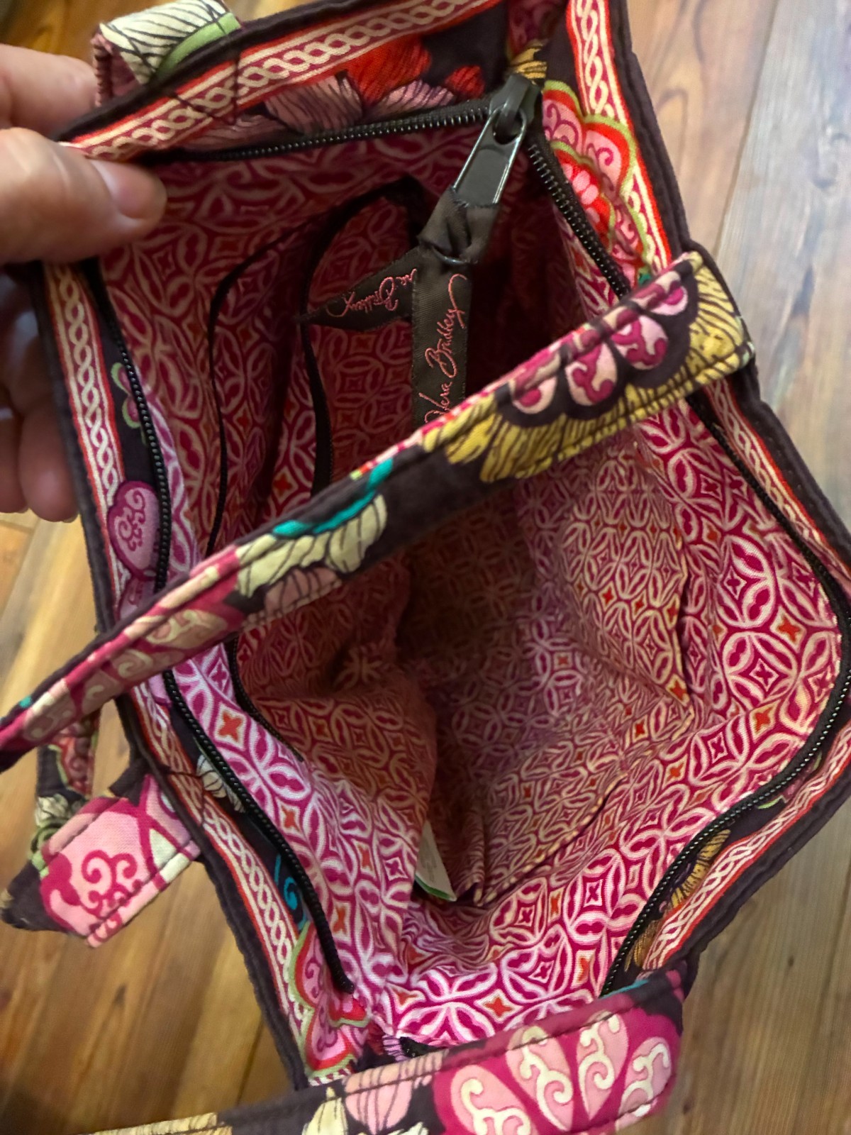 Vera Bradley Pirouette Pink Black Floral Quilted Tote Shoulder Purse 🔥FAST SHIP
