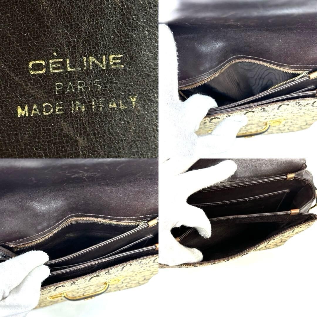 CELINE Shoulder bag C Sulky Macadam canvas leather Vintage Auth From Japan