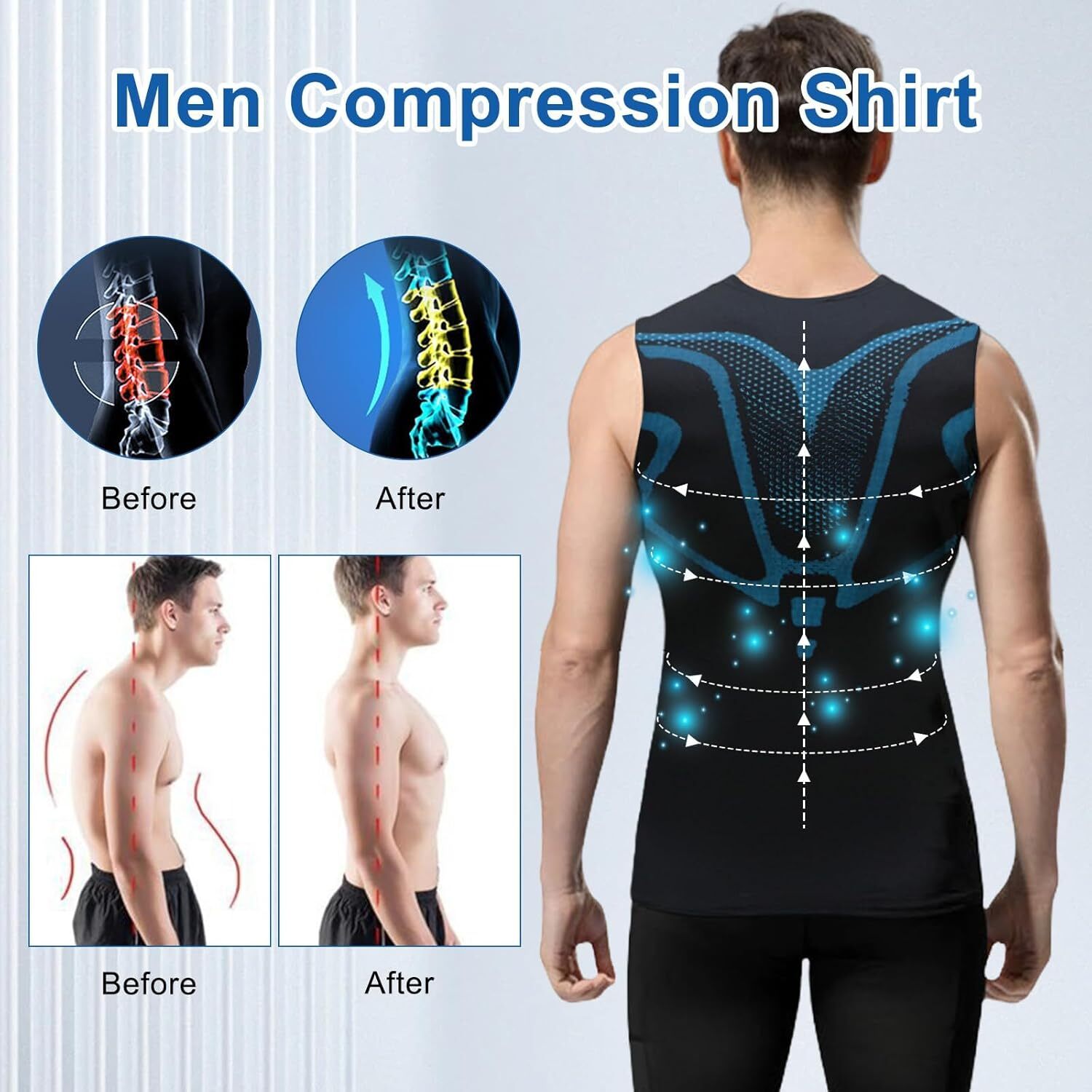 Men Athletic Compression Shirt Workout Shaperluv Tank Top Base Layer Sport Vest