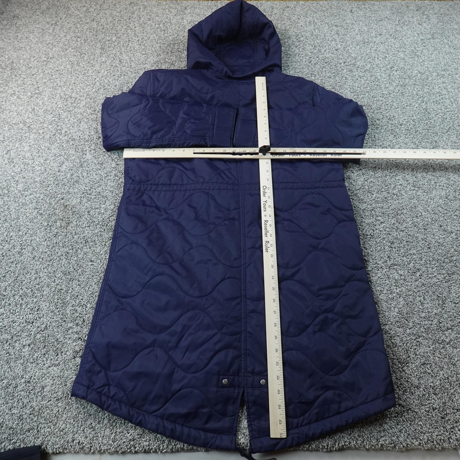 Gap Jacket Womens M Blue Quilted Insulated Woobie Military Fishtail Parka Coat