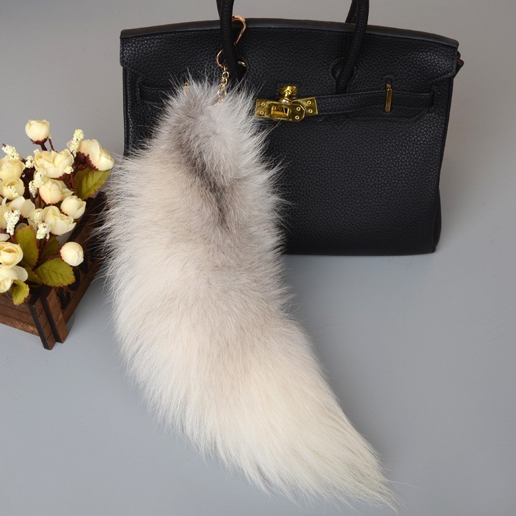 Wholesale 2/5/10pcs-16″-18″ Real Fox Fur Tail Bag Charm Pendant Cosplay Toys