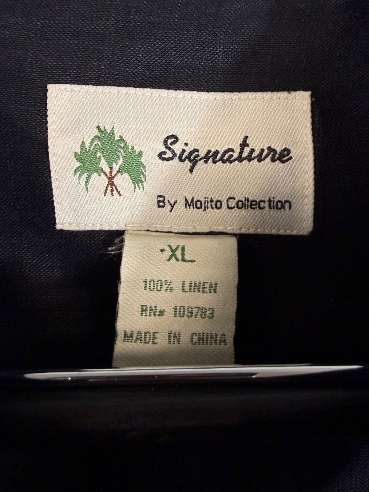 Mojito Signature Co. Guayabera Wedding Shirt Mens XL Black Linen French Cuffs