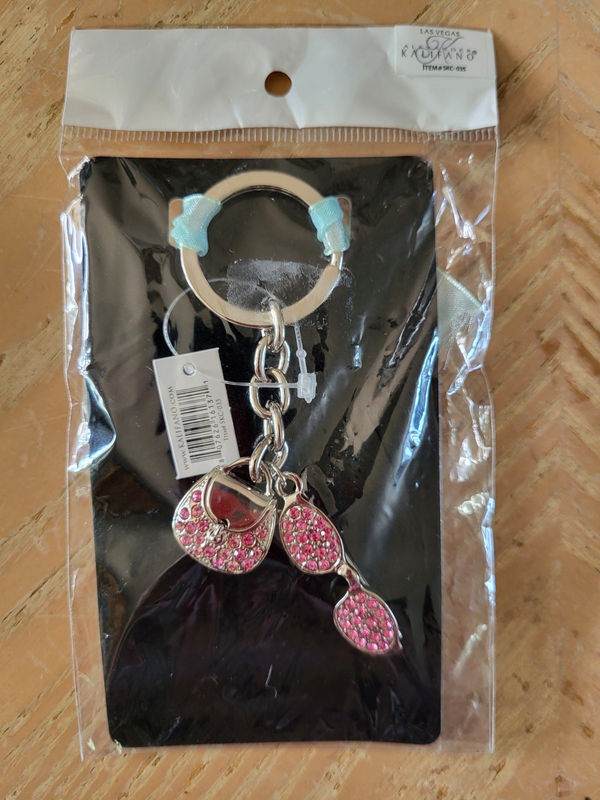 NEW Alexander Kalifano Vegas Pink Rhinestone Purse and Sunglasses Charm Keychain