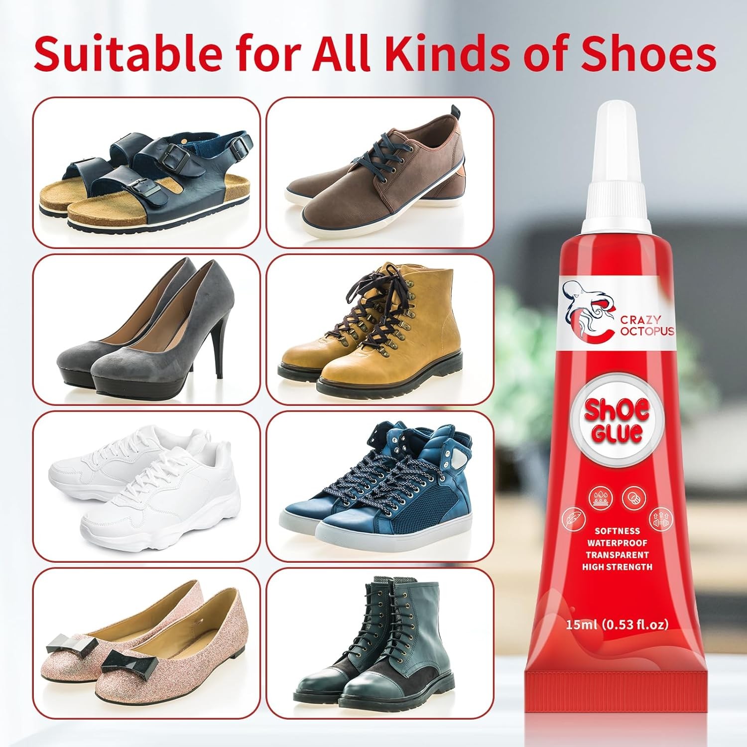 Strong Clear Shoe Repair Glue for Sneakers Boots Handbags Soles Repair Adhesive