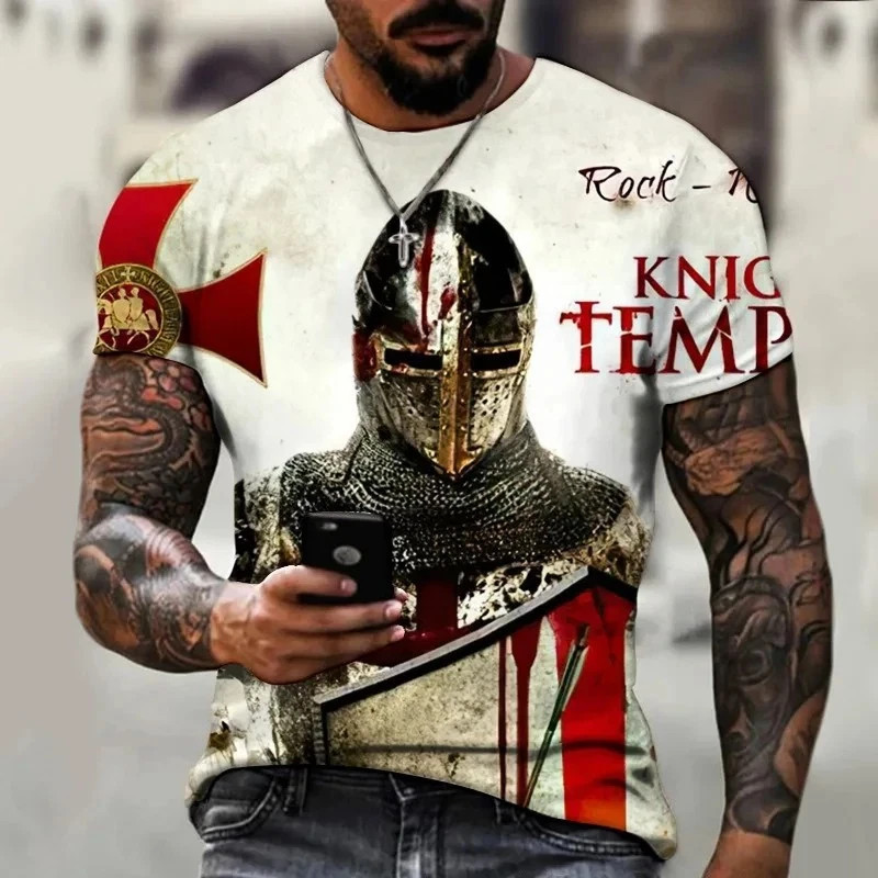 Knights Templar T-Shirt Men’s Christian Warrior Crusader Cross 3D Printed