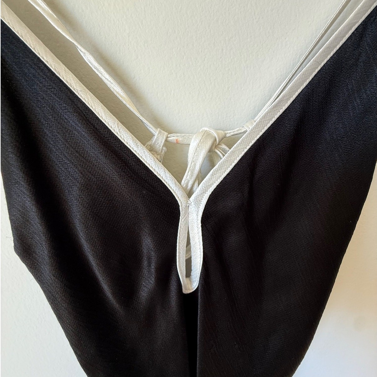 NWT Bec+Bridge Black Cedar City Maxi Dress Backless Silk Gown White Trim Size 6